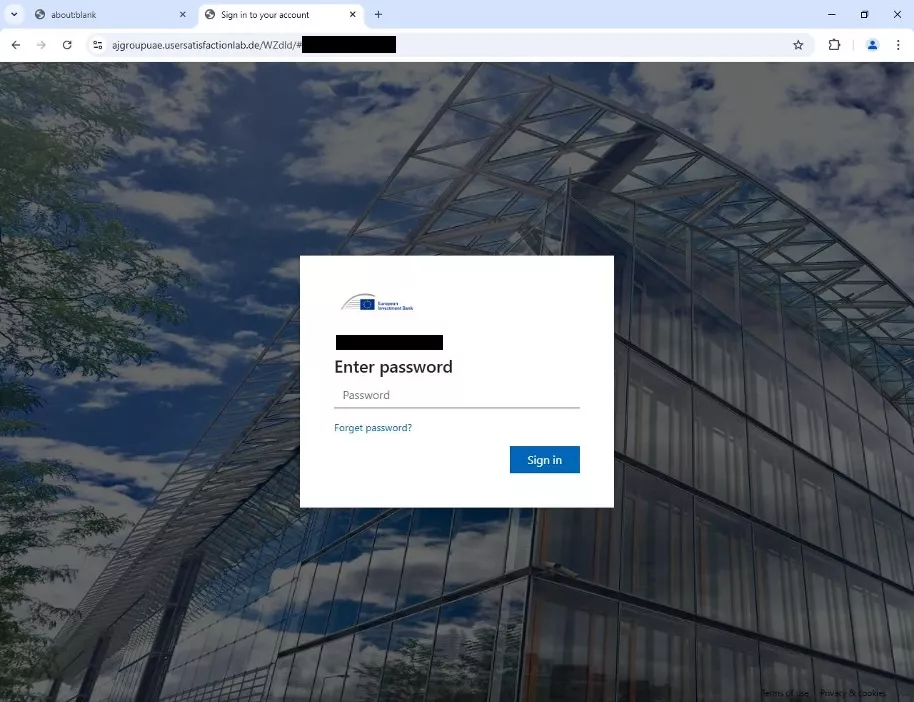 fake authentication page
